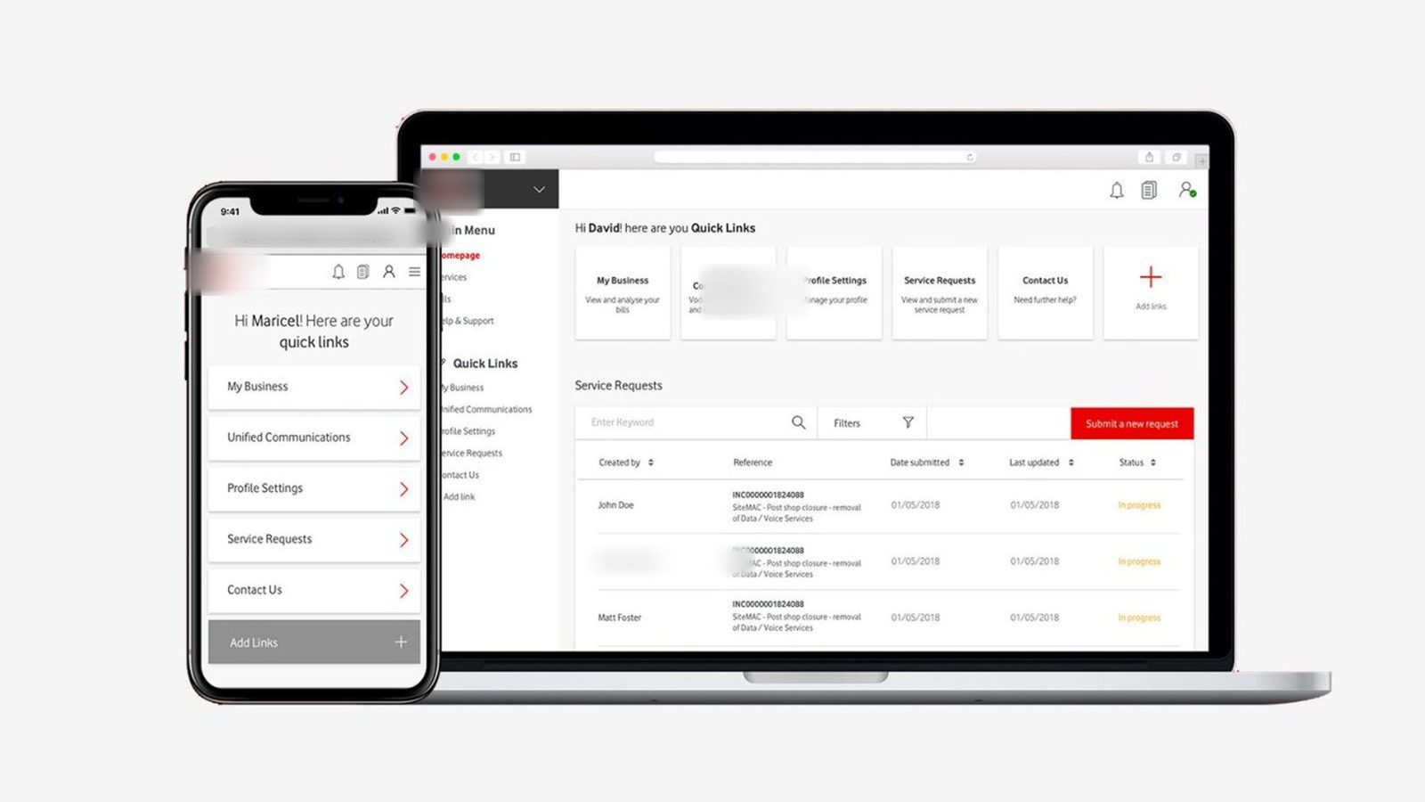 Customer Experience Web Portal interface preview